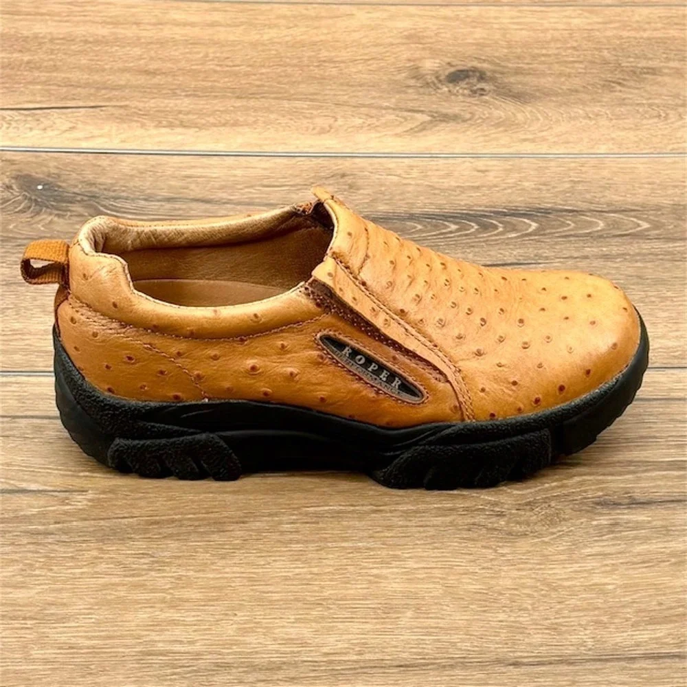Roper Cotter Women Size 8.5 Faux Ostrich Embossed Leather Slip On Comfort Shoes